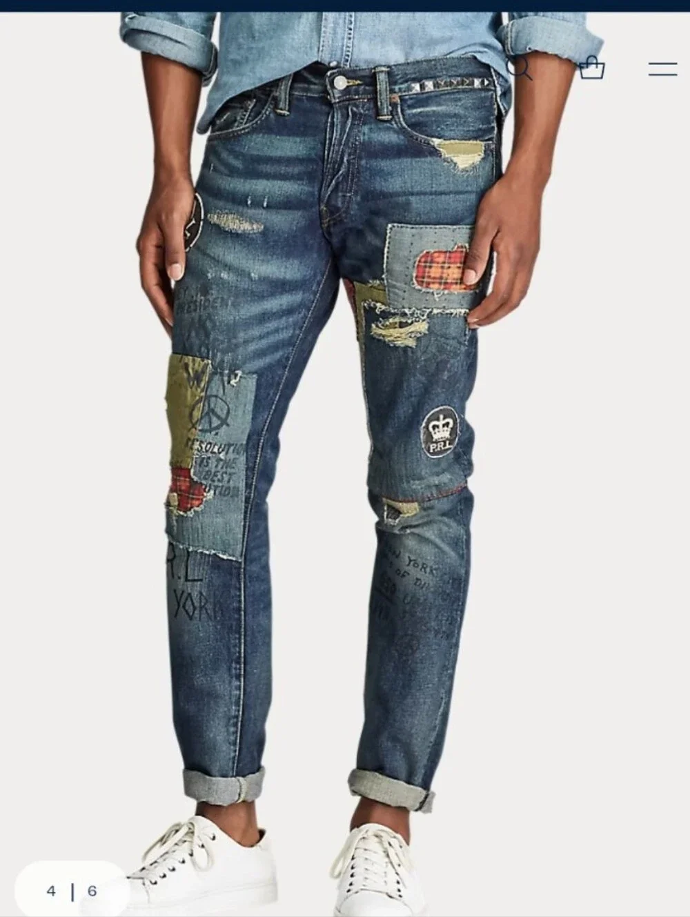 Polo Sullivan Slim Distressed Jeans Patchwork 30x29